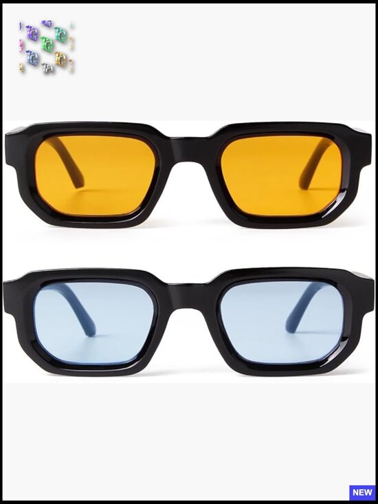 Retro Rectangle Sunglasses Chunky Square Sunnies Trendy Y2K UV Protection main image 6